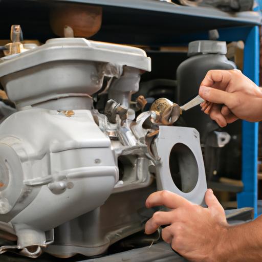 Inspection: A technician carefully examining an AC compressor for any visible signs of damage.