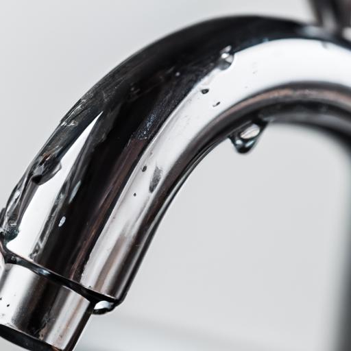Understanding the problem: A leaky kitchen sink faucet with water droplets.